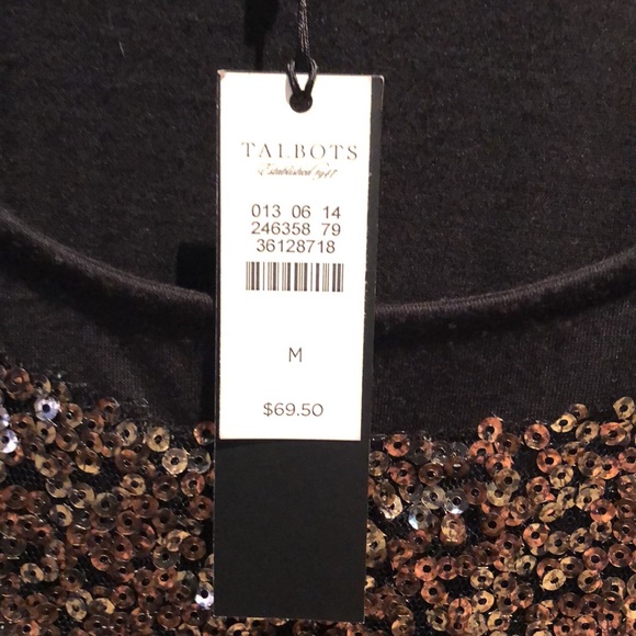 Talbots sequin black tank shirt. New with Tags!  Size Medium. - Picture 2 of 6